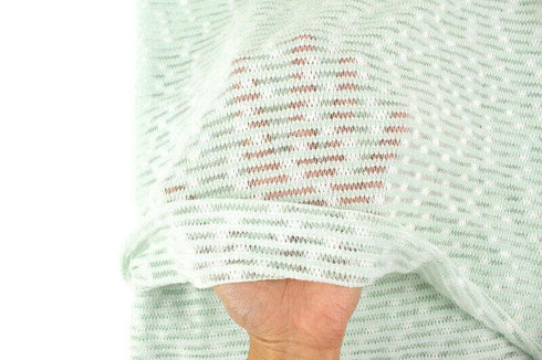 Pale Mint and Off White Narrow Stripe Open Weave Sweater Knit Fabric 1.5 yards OSK01085A
